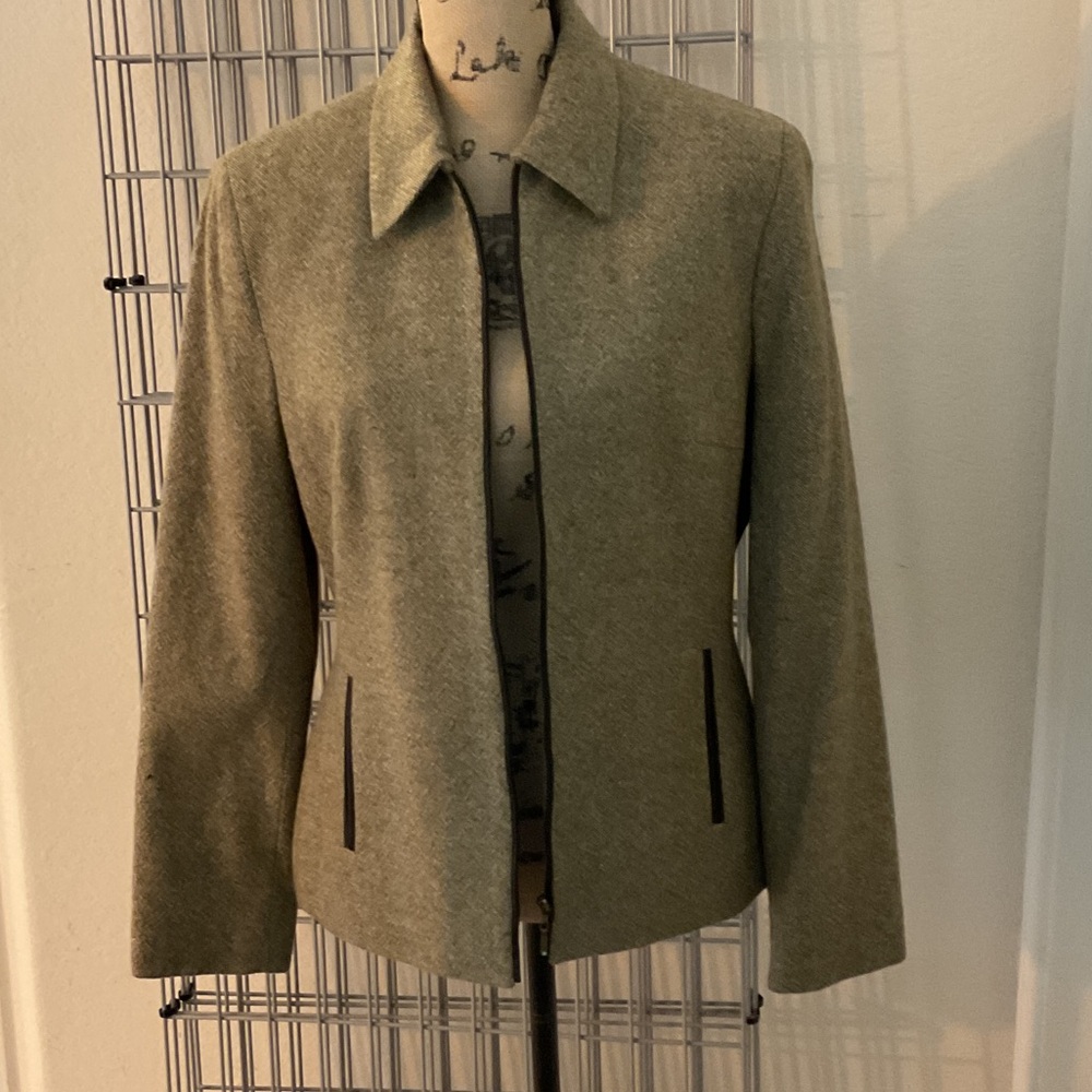 Evan Picone Olive Green Wool-Blend Blazer EUC